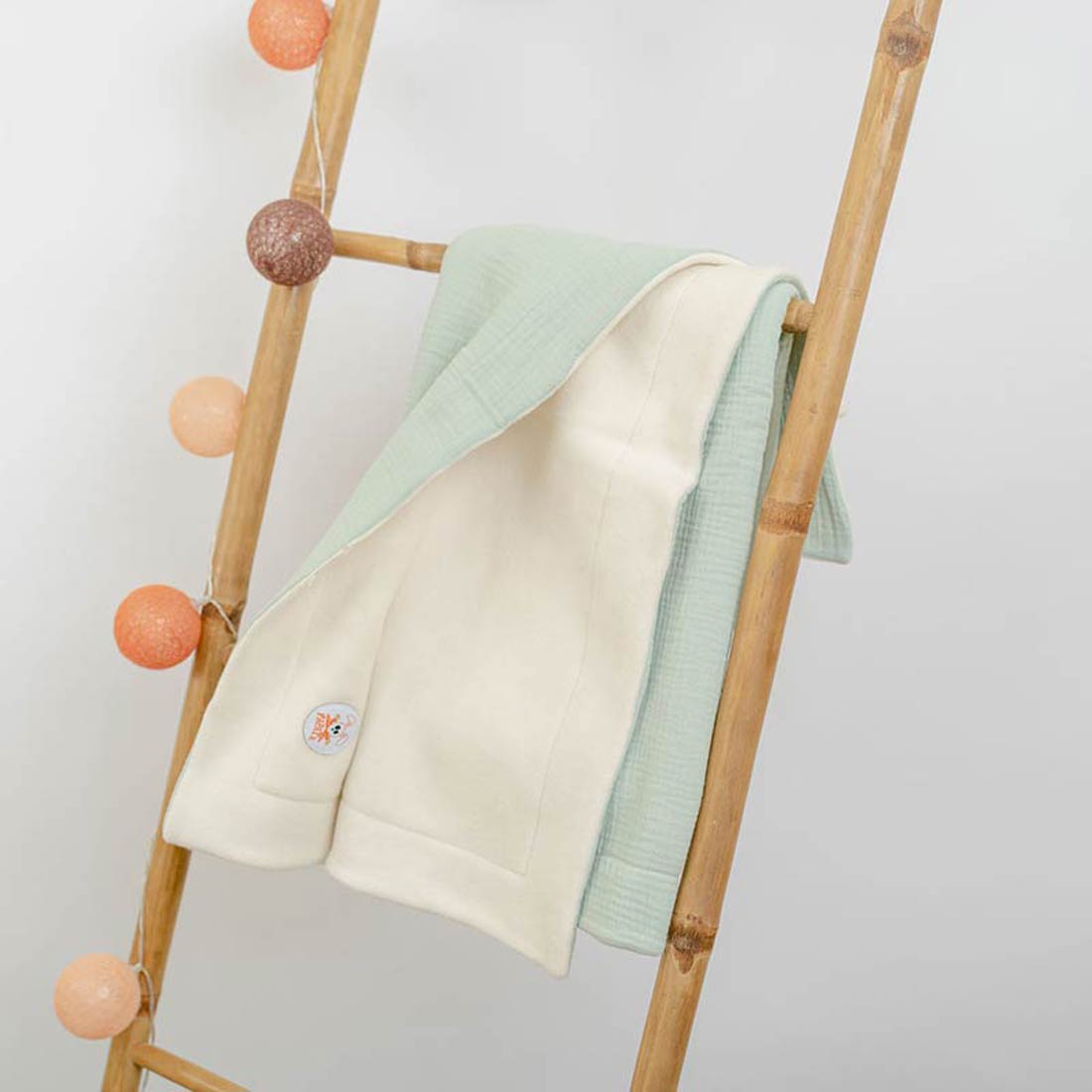 Couverture en Coton Bio Rex Vert et Blanc 5