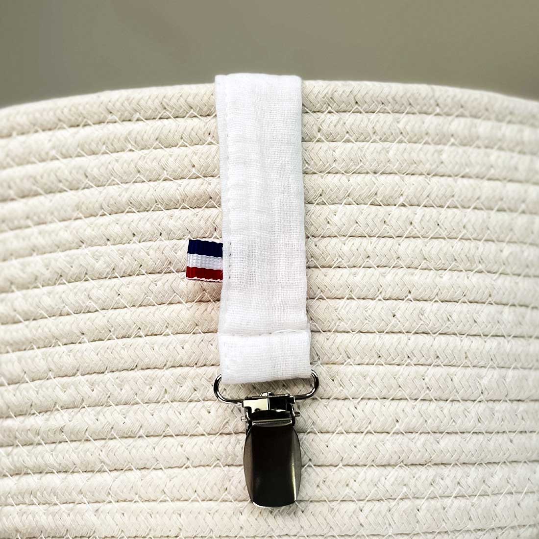 Attache Tétine en Coton Bio Teddy Blanc 3