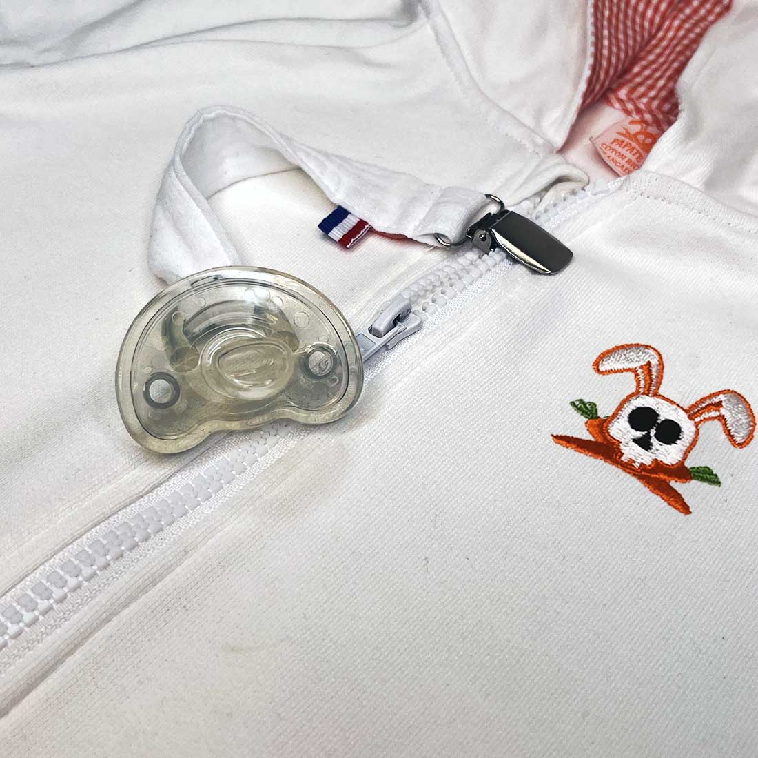 Attache Tétine en Coton Bio Teddy Blanc 4