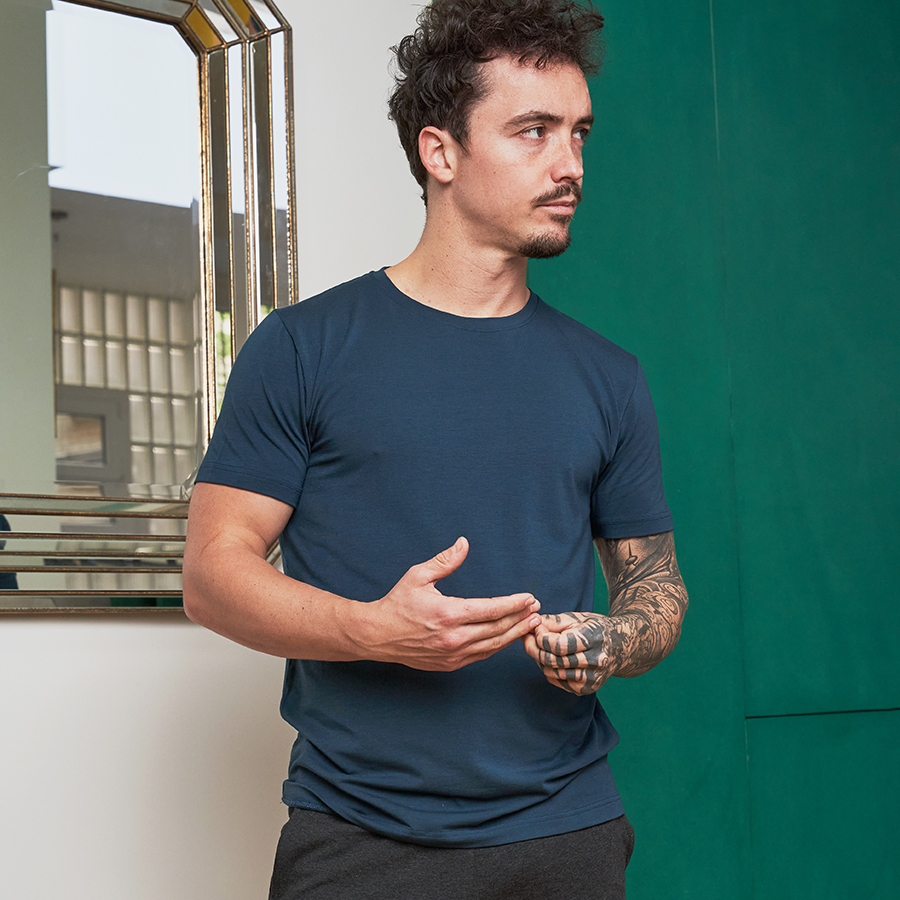 Tshirt bleu pétrole hommes coton micromodal