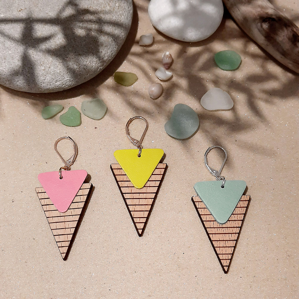 Boucle en bois et cuir MARINIERE Rose 4