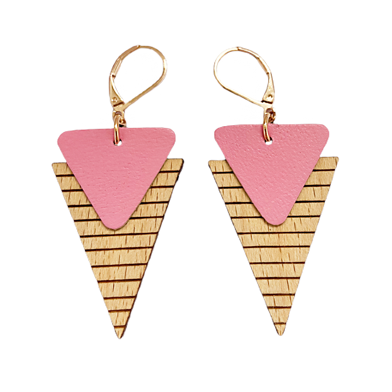 Boucle en bois et cuir MARINIERE Rose 5