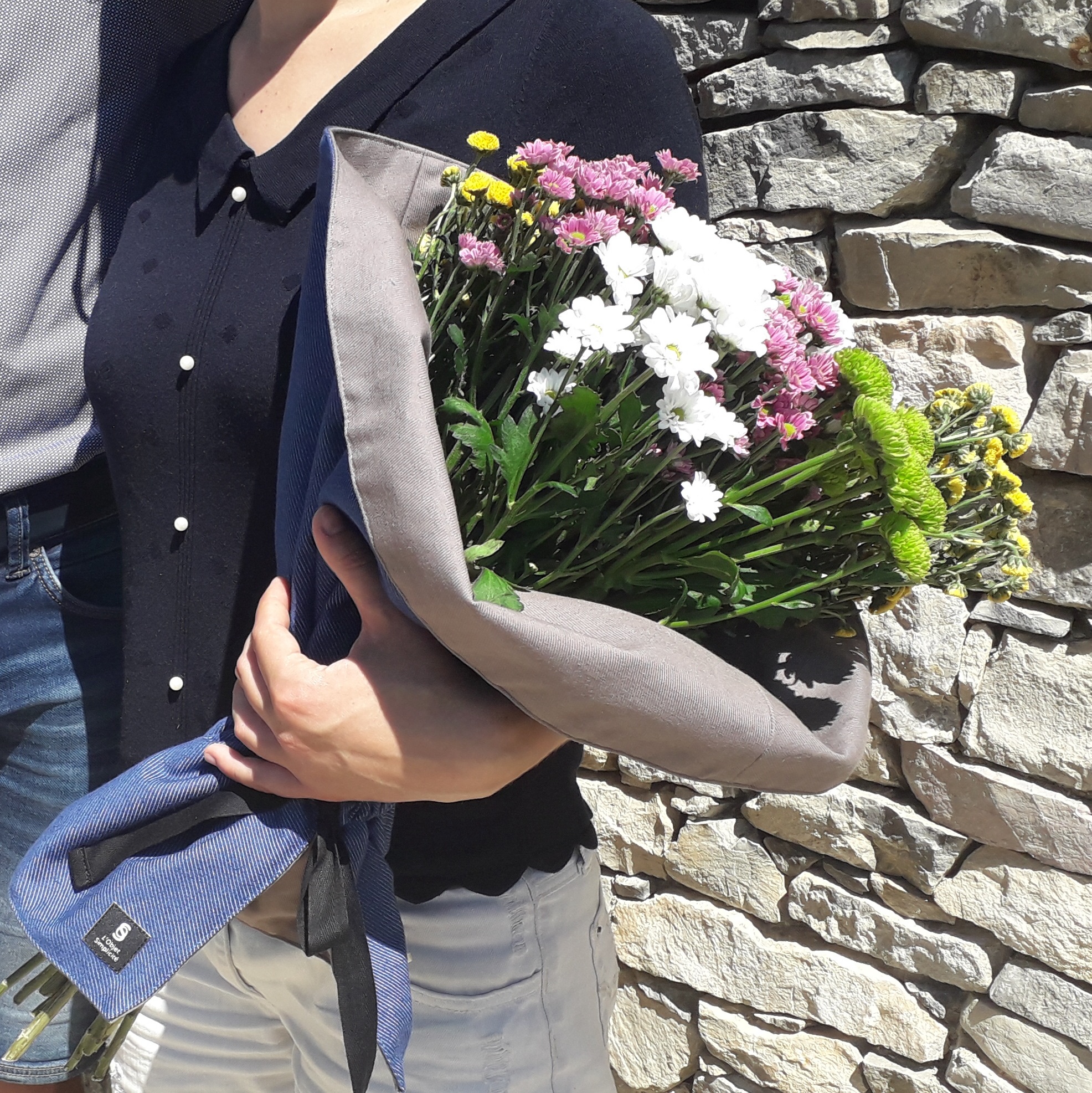 Cône à fleurs - Bleu jean / Taupe 9