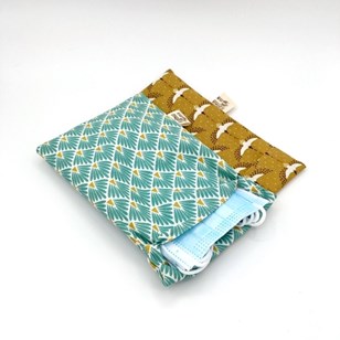 Pochette à masques ou protections intimes, coton enduit Oeko Tex 