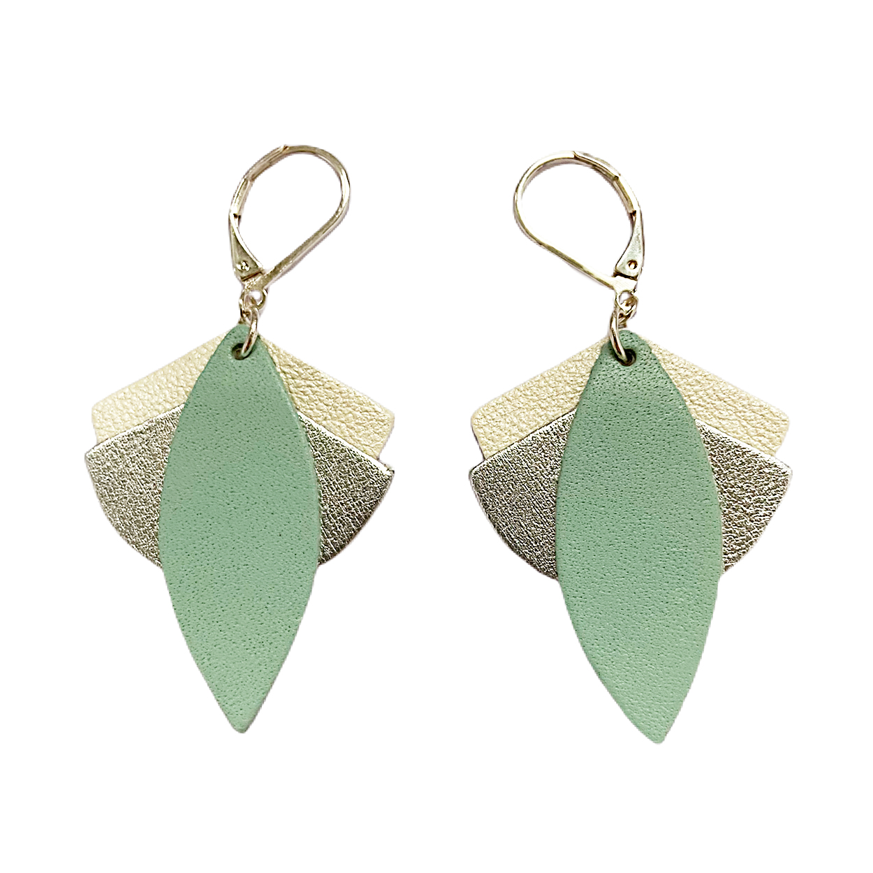 Boucles d'oreilles en cuir LOTUS Menthe 3