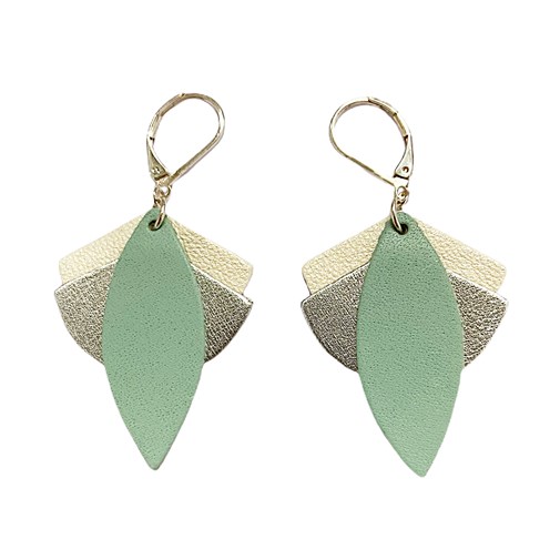 Boucles d'oreilles en cuir LOTUS Menthe