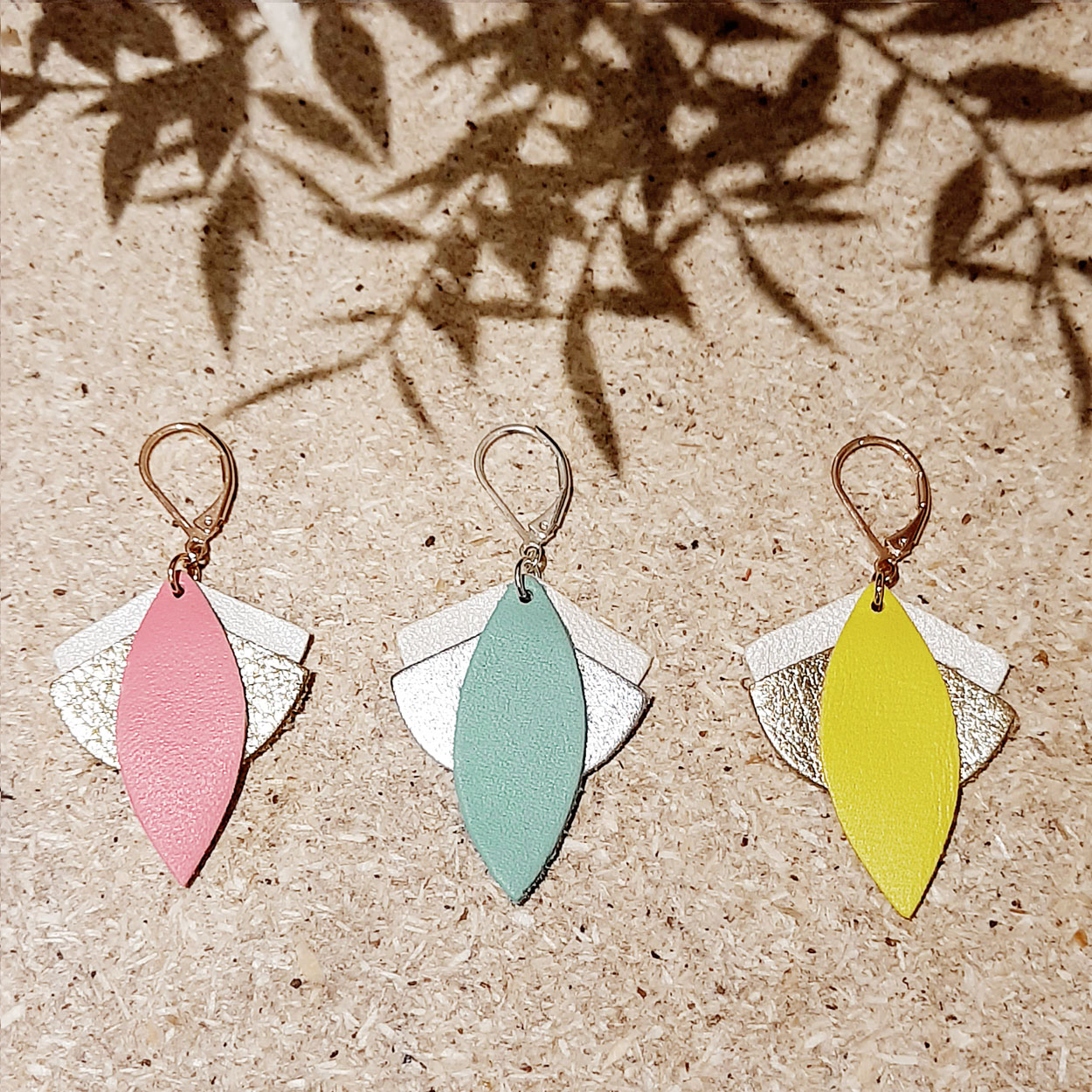 Boucles d'oreilles en cuir LOTUS Menthe 5