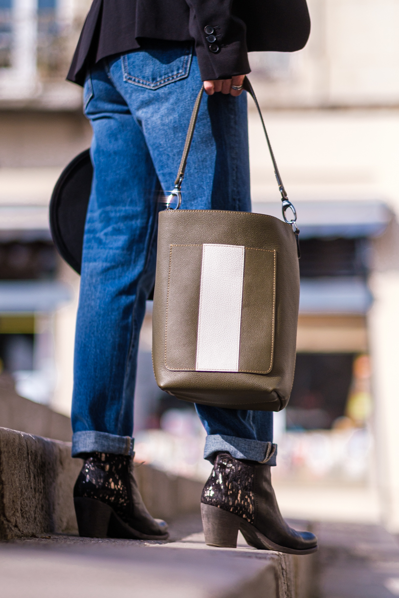 Sac Andy Bicolore Kaki blanc 2