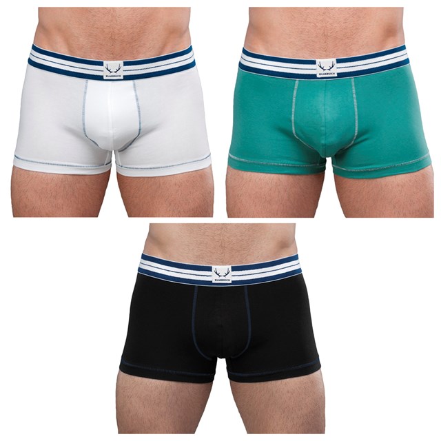 Pack de 3 shortys classiques en coton bio - Blanc, vert & noir 2