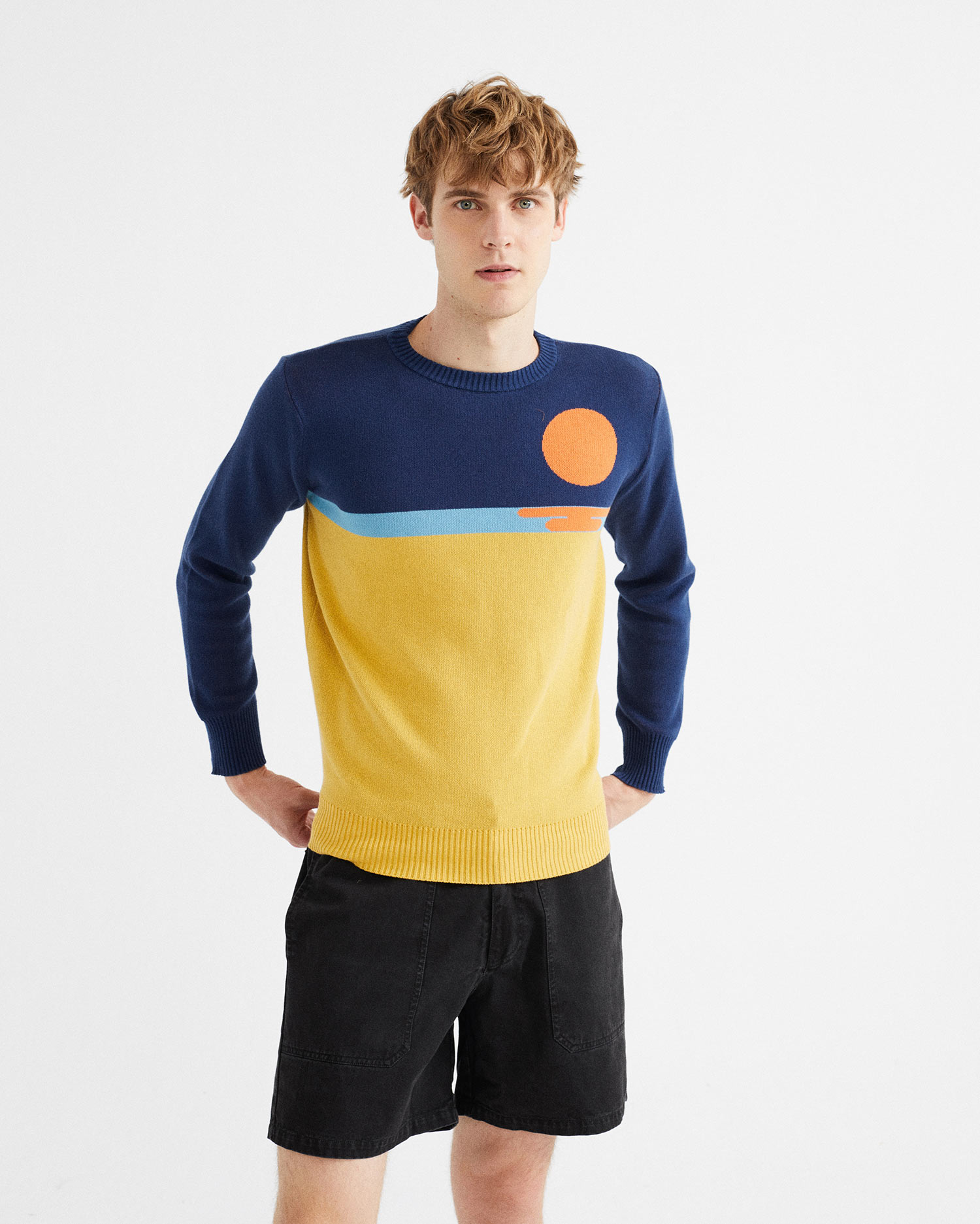 Pull col rond en coton recyclé - SUNSET de THINKING MU 2