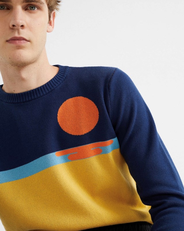 Pull col rond en coton recyclé - SUNSET de THINKING MU 6