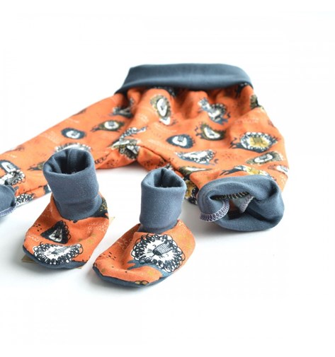 Sarouel évolutif et stylé en coton bio - motif lion 
