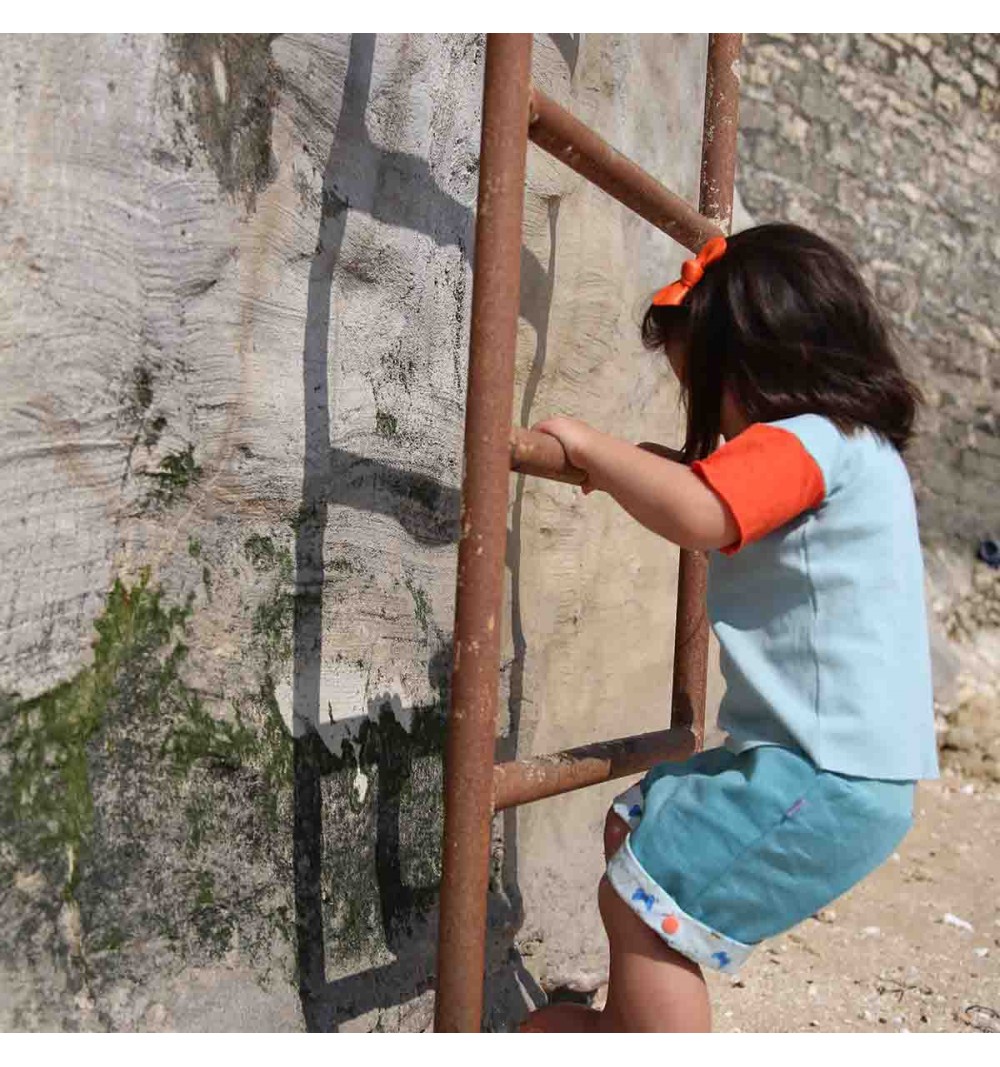 Tee-shirt manches courtes évolutif bleu ciel en coton bio - Plusieurs couleurs 3
