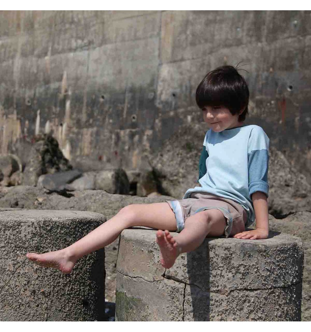 Tee-shirt manches courtes évolutif bleu ciel en coton bio - Plusieurs couleurs 2