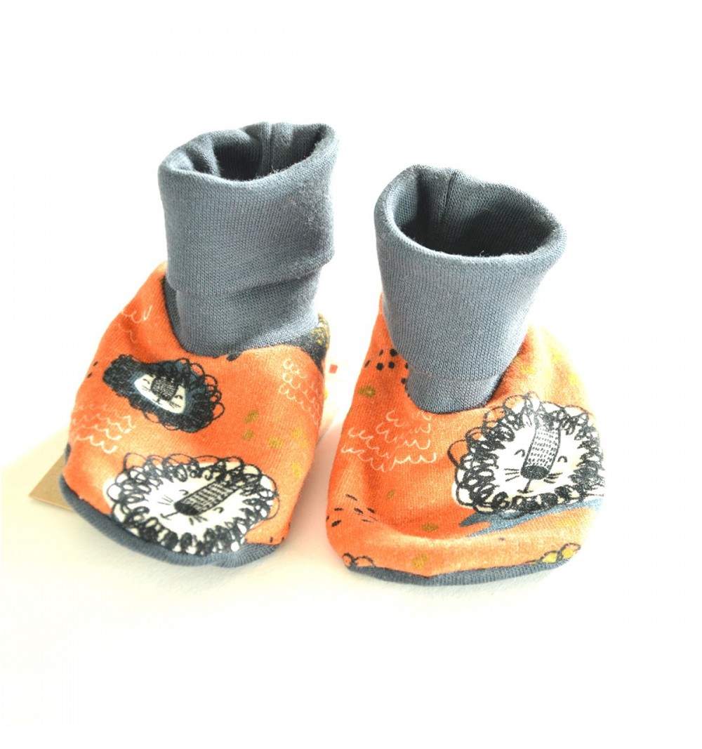 Chaussons bébé motif lion - en molleton bio 3