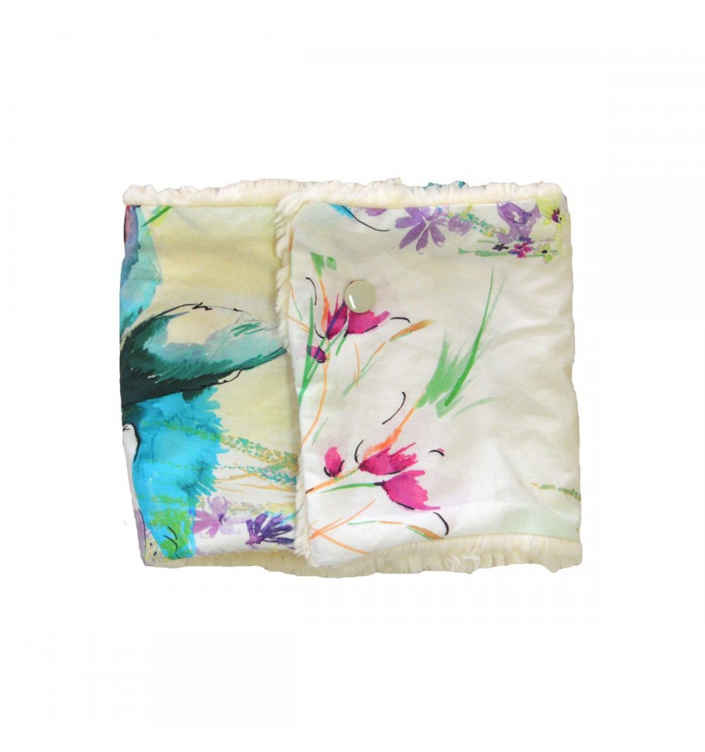 Tour de cou évolutif et réversible en Teddy coton bio -  Doublure à motif  3