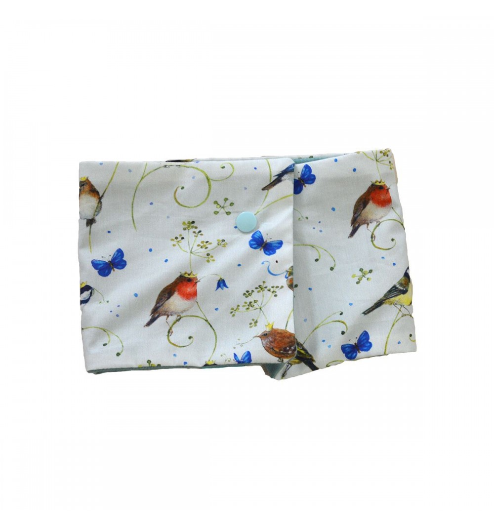 Tour de cou évolutif et réversible en Teddy coton bio -  motif rouge gorge 2