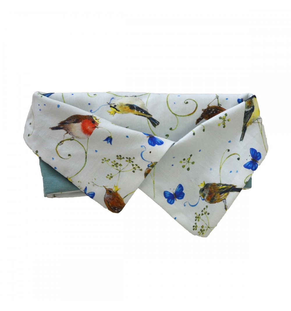 Tour de cou évolutif et réversible en Teddy coton bio -  motif rouge gorge 3