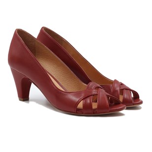 Escarpins bout ouvert cuir brique