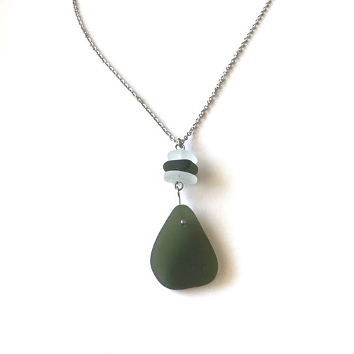 Collier PREQU'ÎLE en verre de mer Vert - PIÈCE UNIQUE