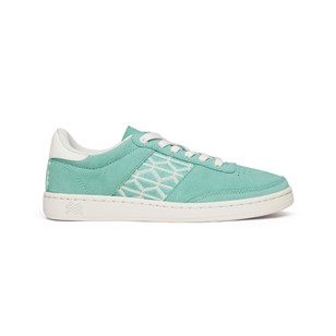 Sneakers en cuir daim menthe et tissage menthe réalisé à la main - Saigon Suede Mint