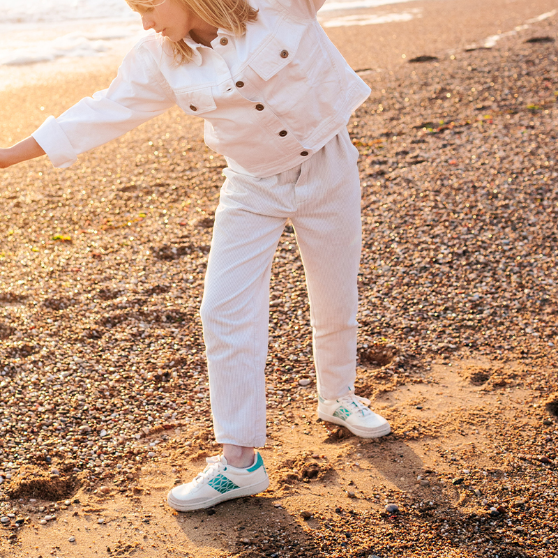 Basket rétro en cuir beige - N’go 7