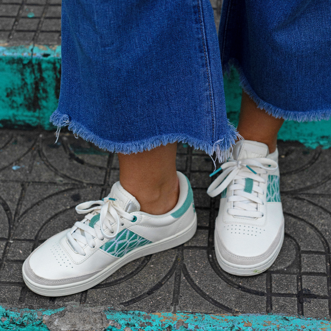 Basket rétro en cuir beige - N’go 8