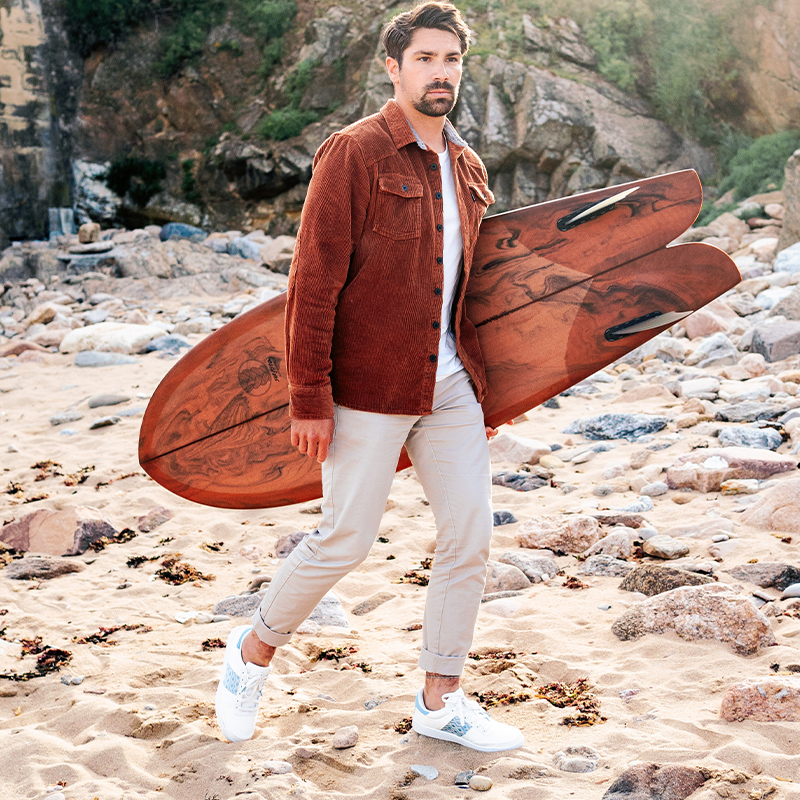 Sneakers en toile et tissage bleu ciel réalisé à la main - Vinh Hy 6