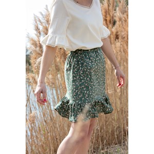 Jupe imprimé imprimé sauge 100% Viscose EcoVero - Léo