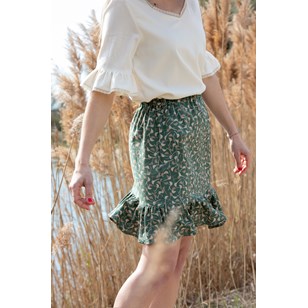 Jupe imprimé imprimé sauge 100% Viscose EcoVero - Léo