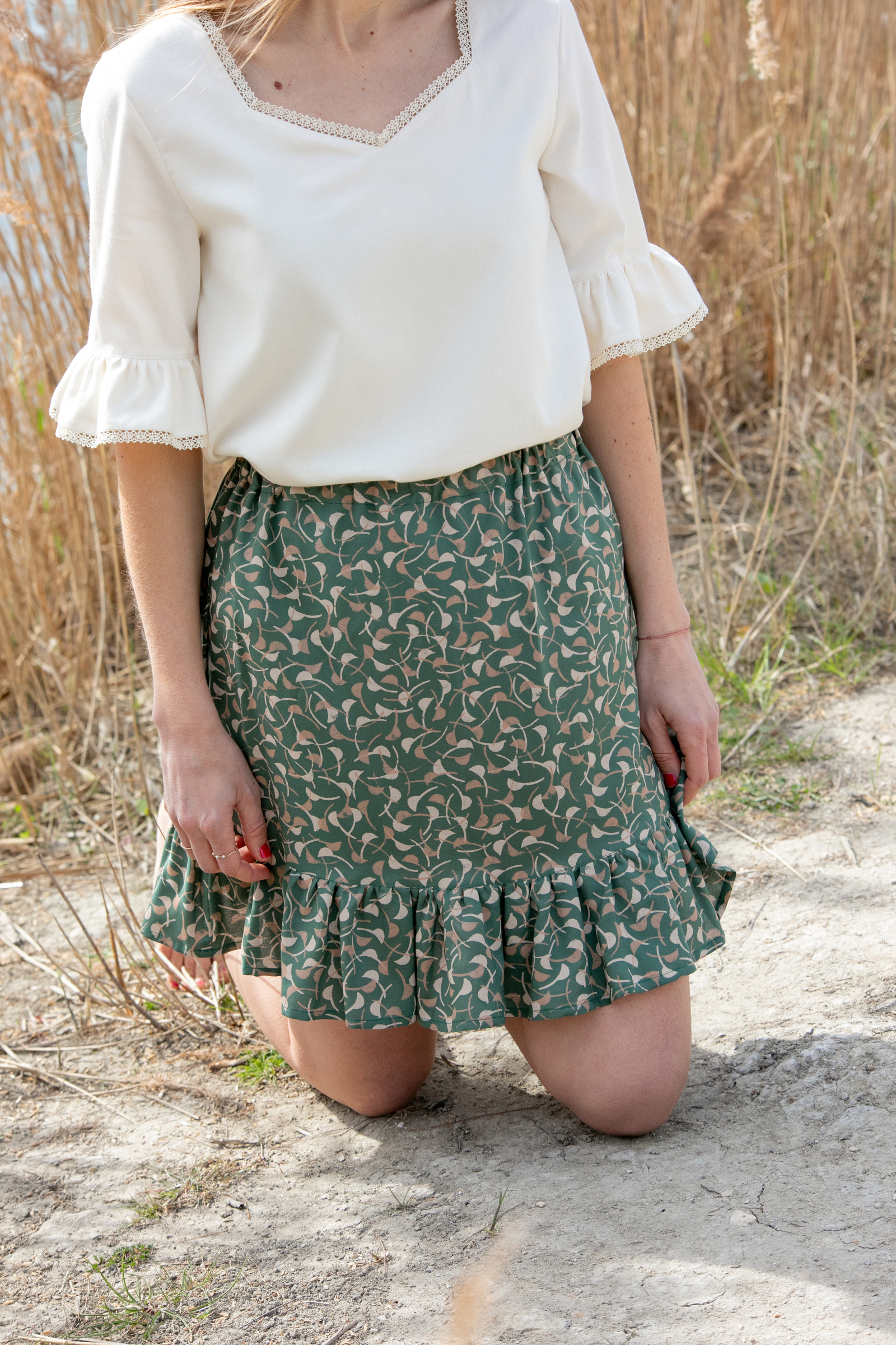 Jupe courte imprimée écoresponsable fabriquée en France