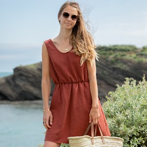 Robe sépia - 100% Lin - Mathilde
