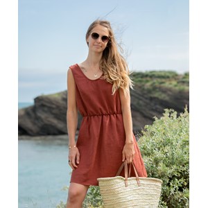 Robe sépia - 100% Lin - Mathilde