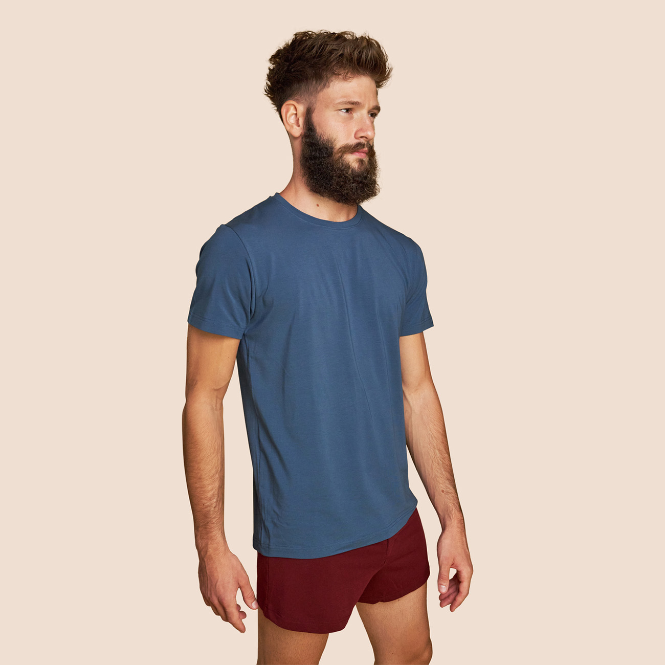 T-shirt coton pima micromodal bleu céruléen
