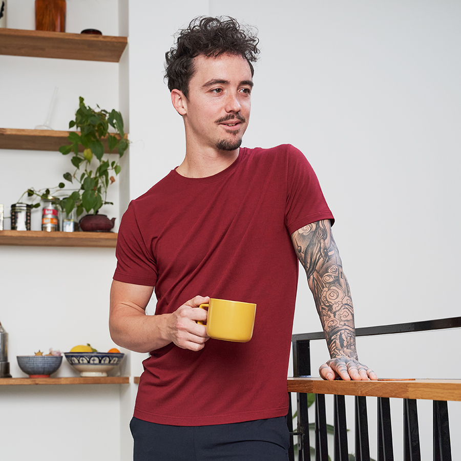 Tshirt bordeaux hommes coton pima micromodal pétrone