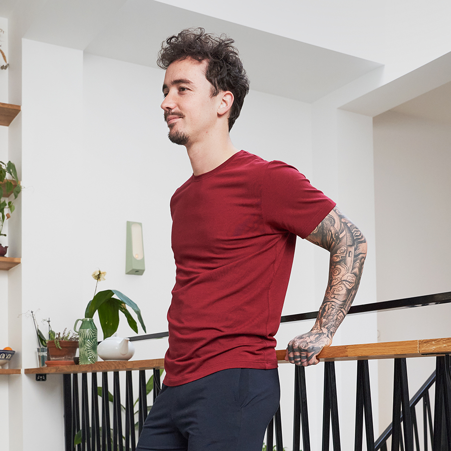 Tshirt manches courtes bordeaux uni coton hommes