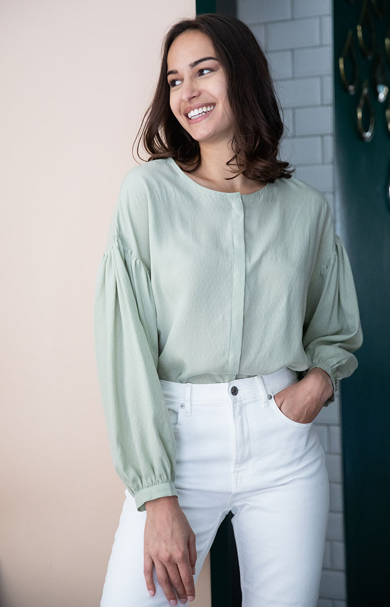 Blouse Narcisse en Tencel - Vert matcha 3