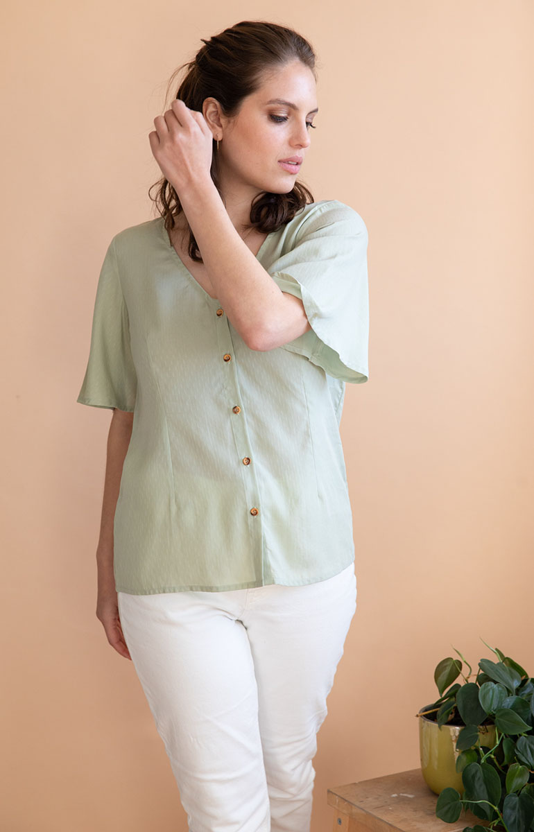 Blouse réversible Lys Tencel - Vert matcha 6