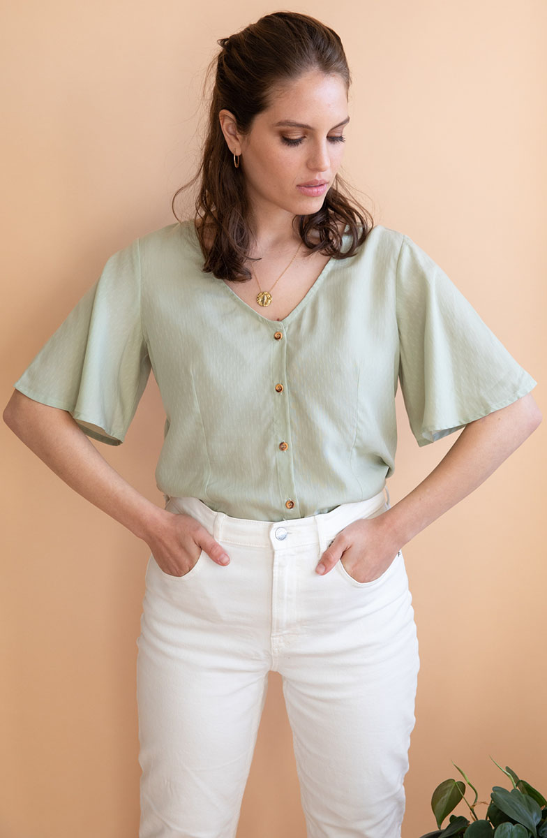 Blouse réversible Lys Tencel - Vert matcha 2