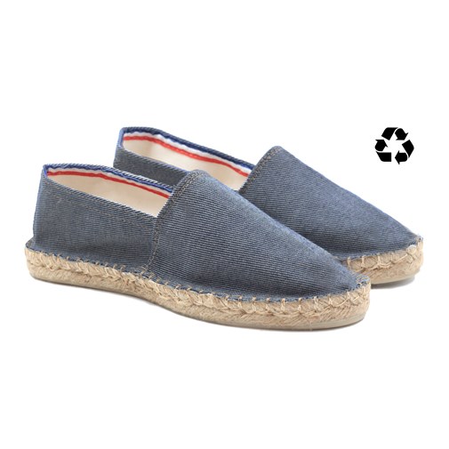 Espadrilles toile coton recyclé bleu & blanc