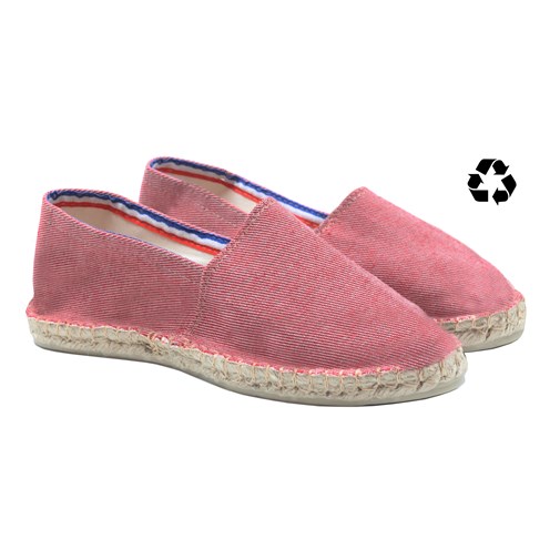 Espadrilles toile coton recyclé rouge & blanc