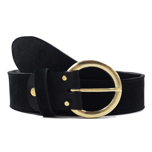 Ceinture bohème cuir daim noir