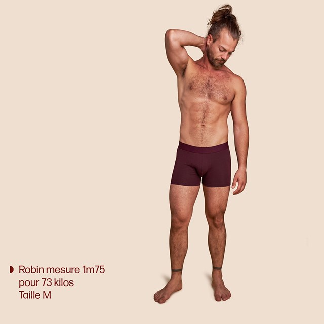 Pétrone boxer coton bio lie de vin