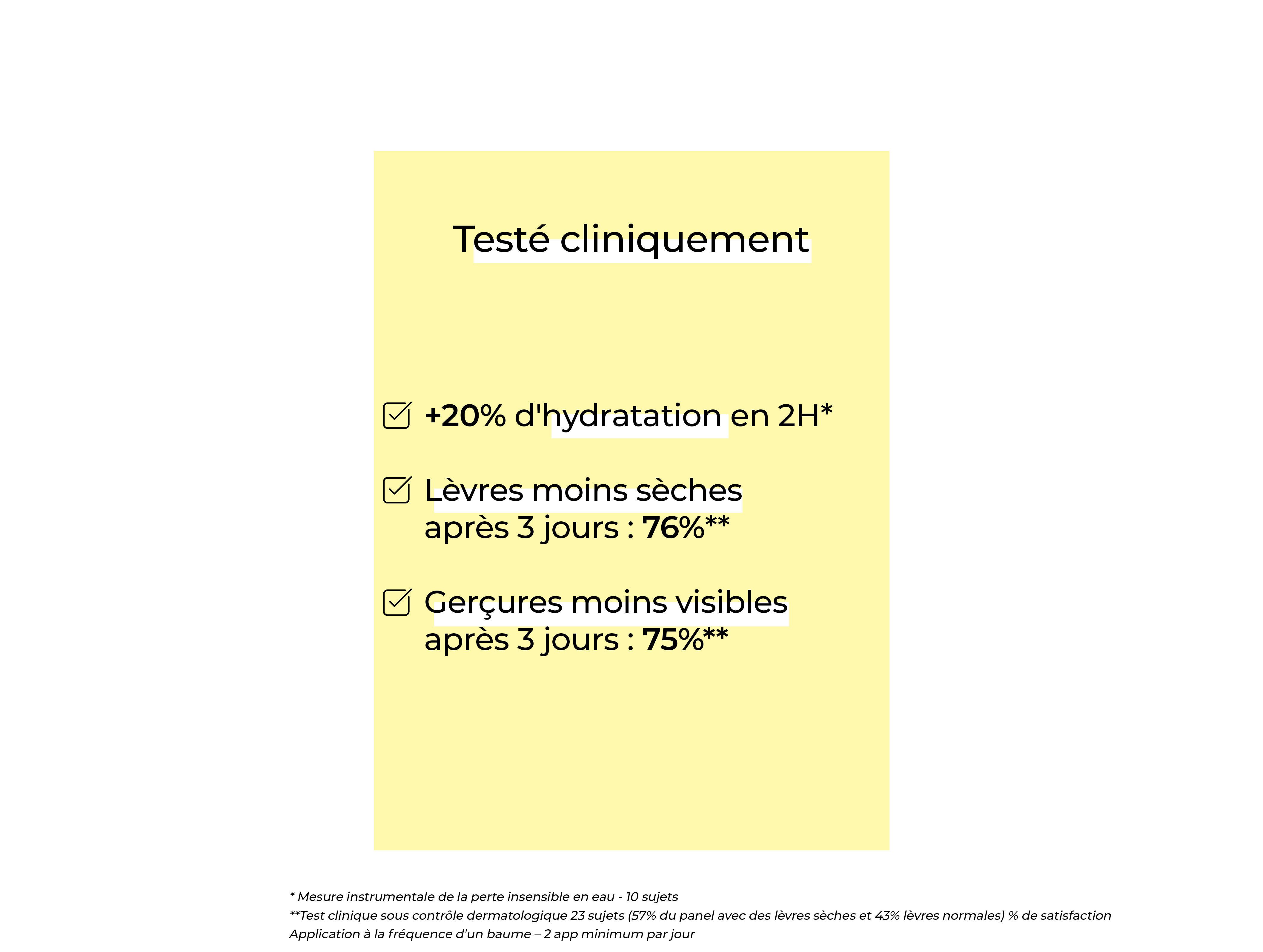 Résultat test clinique rouge à lèvres naturel et soin hydratant Pomponne