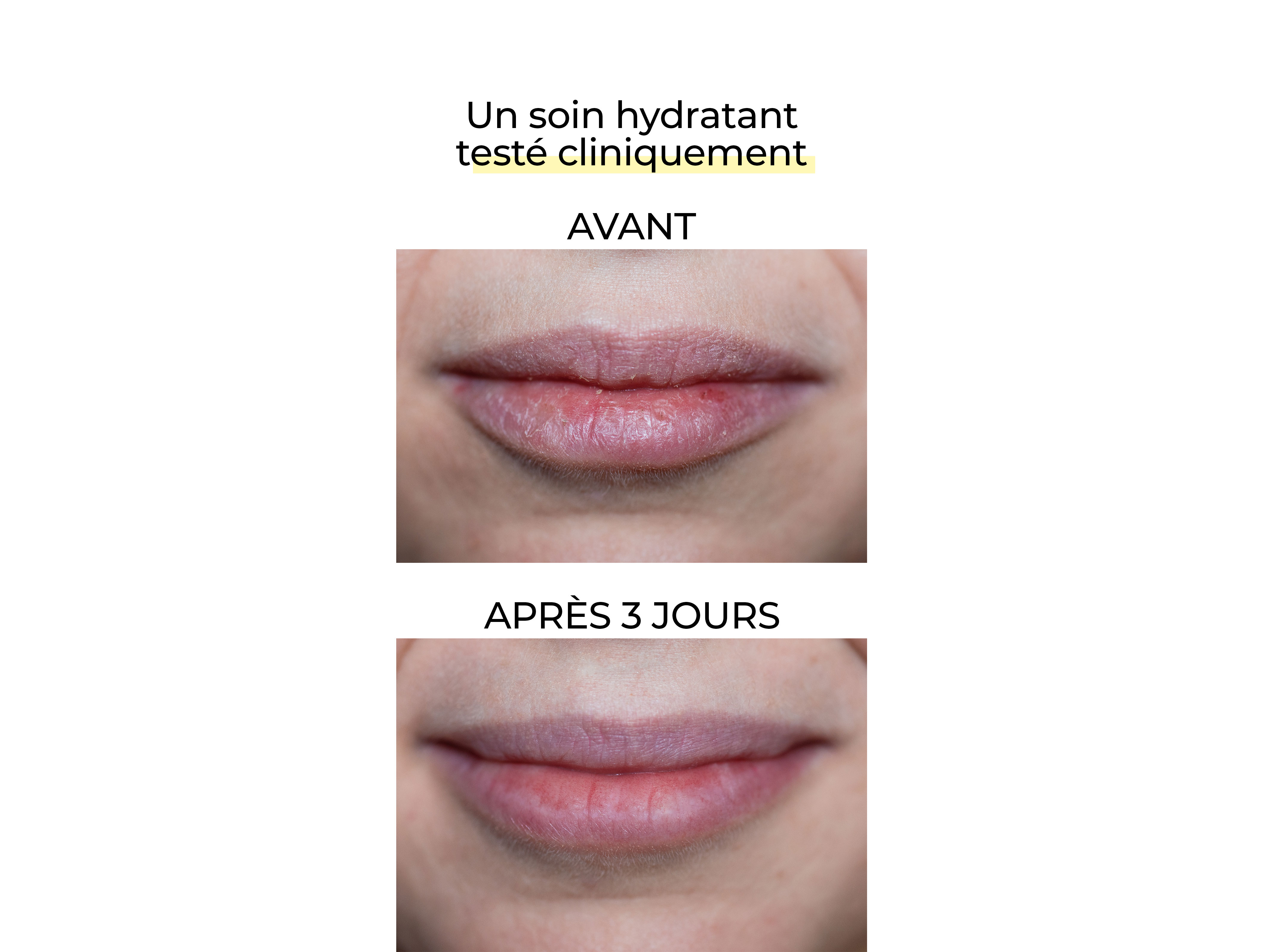 Résultat soin testé cliniquement du rouge à lèvres naturel et hydratant Pomponne