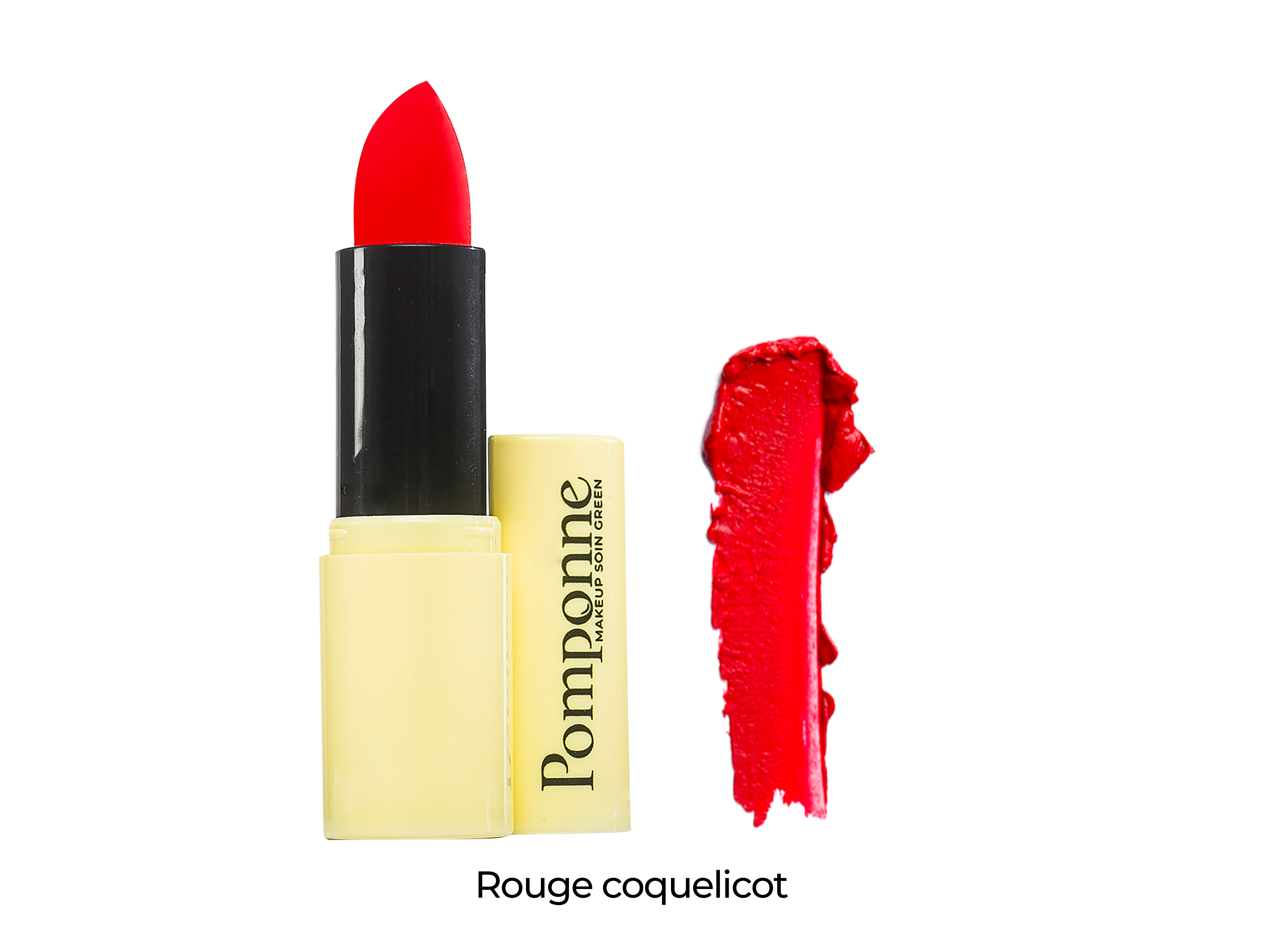 Rouge à lèvres naturel et soin Pomponne teinte rouge coquelicot