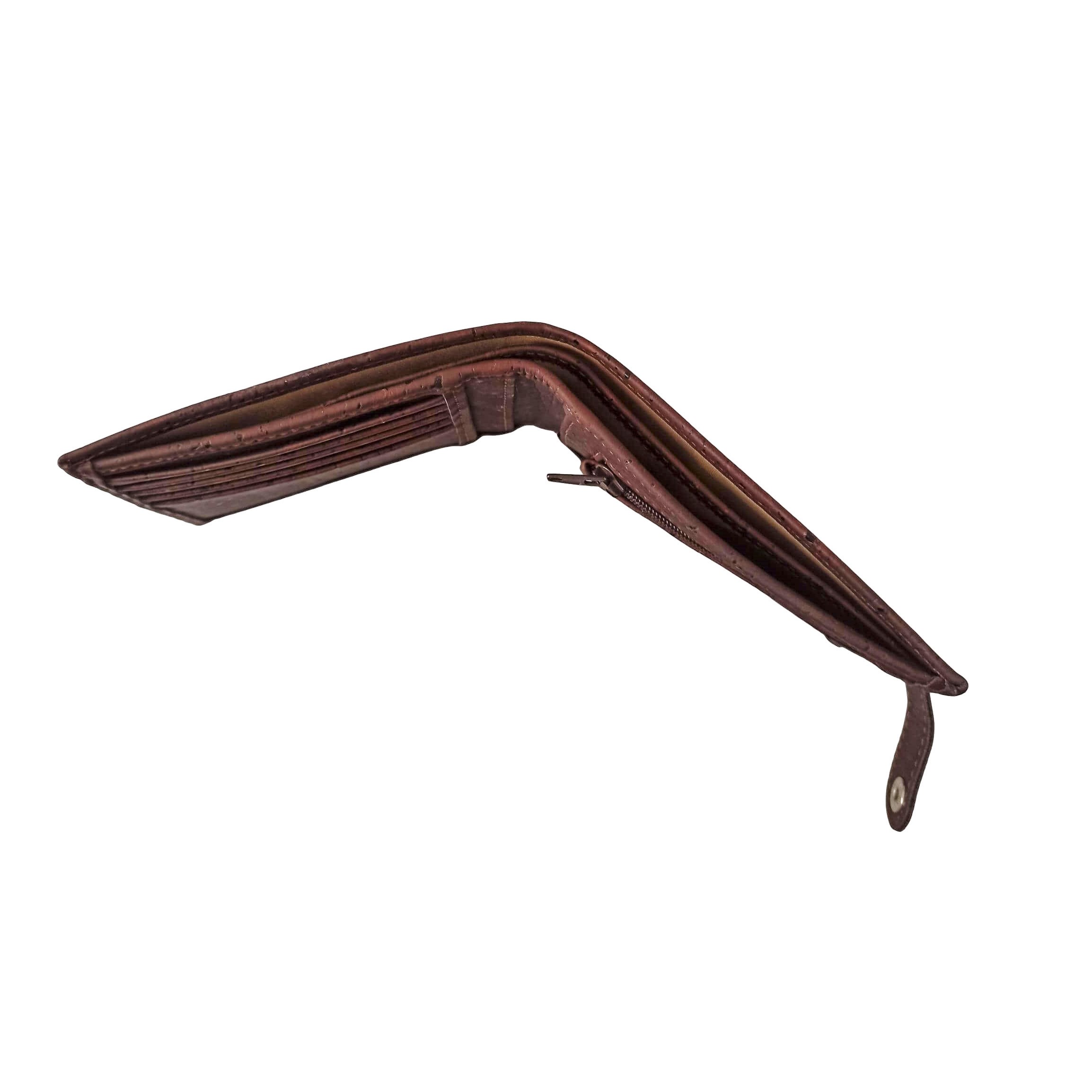 Portefeuille en liège marron avec zip, Roman 2