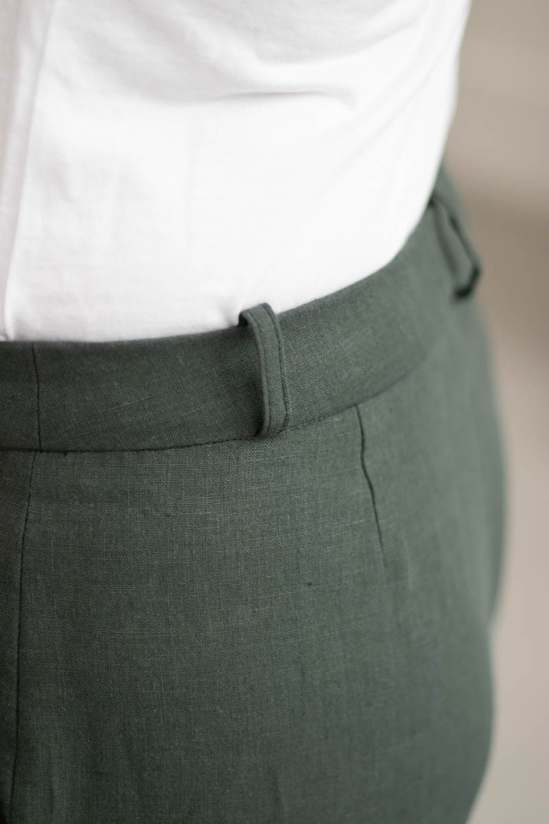 Pantalon droit en 100% lin pour femmes - Made in France - Zoom Passants