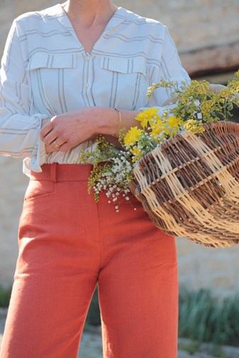 Pantalon large en lin orange - Made in France - INCOMPARABLE 