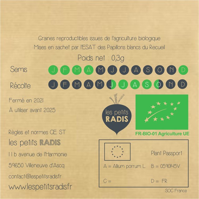 Mini-kit de semis - graines de poireau BIO - Marceau le poireau 3